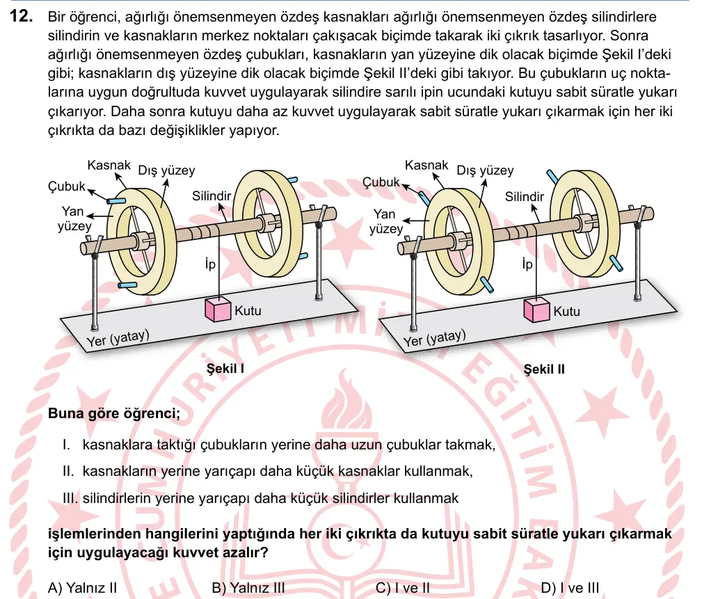 LGS 2025 Sayısal Fen Bilimleri 12. Soru görseli