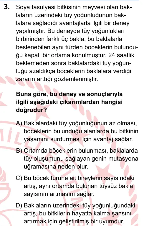 LGS 2025 Sayısal Fen Bilimleri 3. Soru görseli