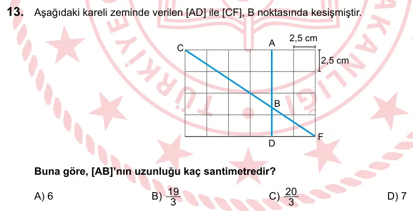 LGS 2025 Sayısal Matematik 13. Soru görseli