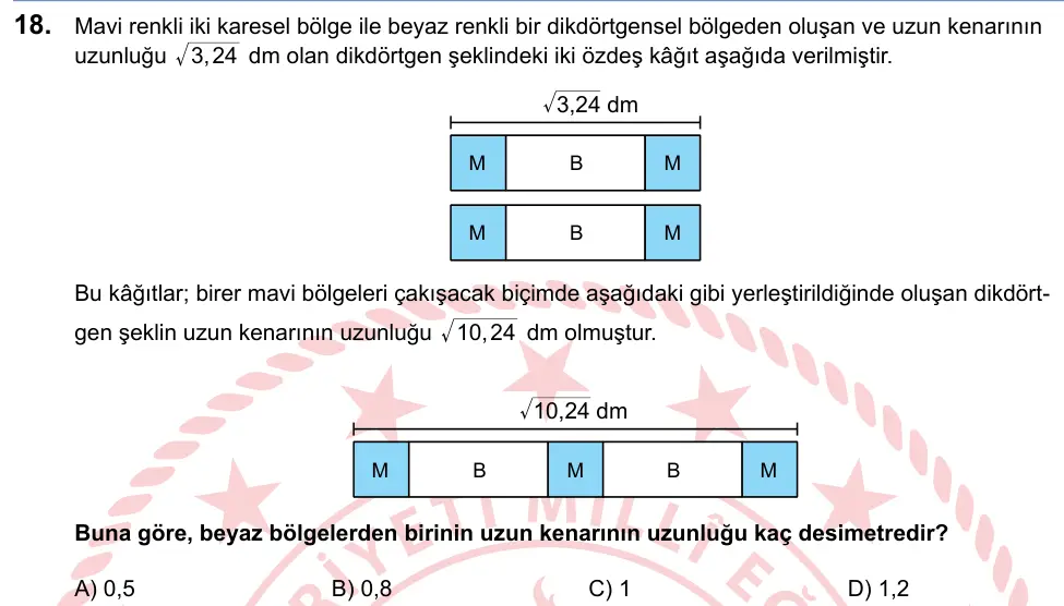 LGS 2025 Sayısal Matematik 18. Soru görseli
