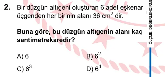 LGS 2025 Sayısal Matematik 2. Soru görseli