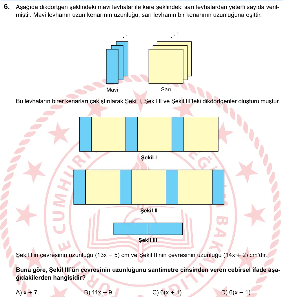 LGS 2025 Sayısal Matematik 6. Soru görseli