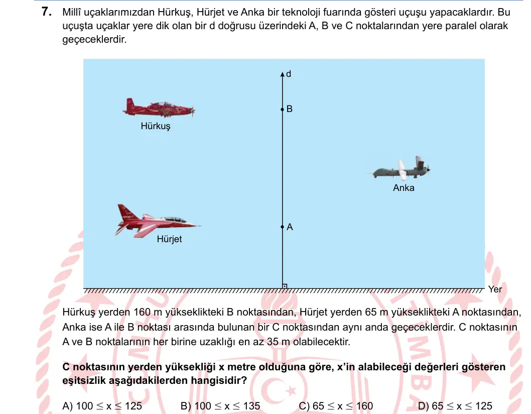 LGS 2025 Sayısal Matematik 7. Soru görseli