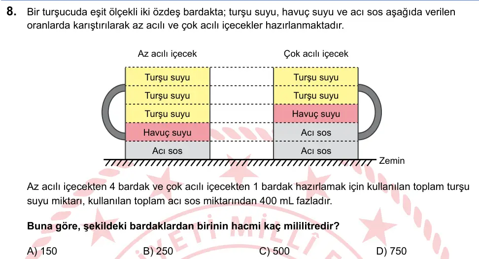 LGS 2025 Sayısal Matematik 8. Soru görseli