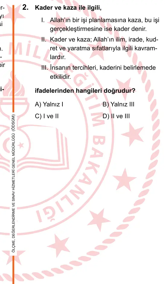LGS 2025 Sözel Din Kültürü ve Ahlak Bilgisi 2. Soru görseli