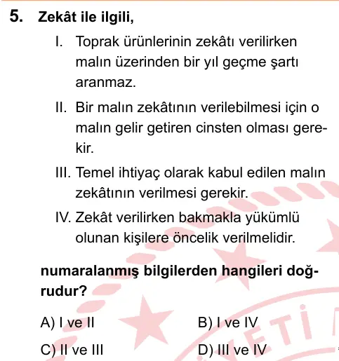 LGS 2025 Sözel Din Kültürü ve Ahlak Bilgisi 5. Soru görseli