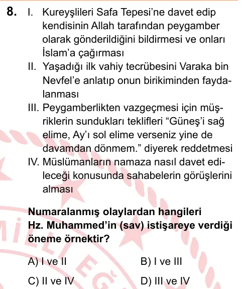 LGS 2025 Sözel Din Kültürü ve Ahlak Bilgisi 8. Soru görseli