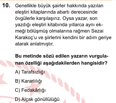 LGS 2025 Sözel Türkçe 10. Soru görseli