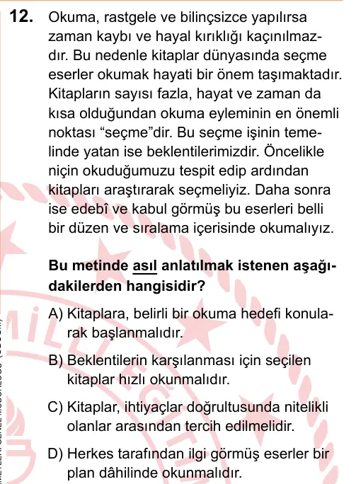LGS 2025 Sözel Türkçe 12. Soru görseli