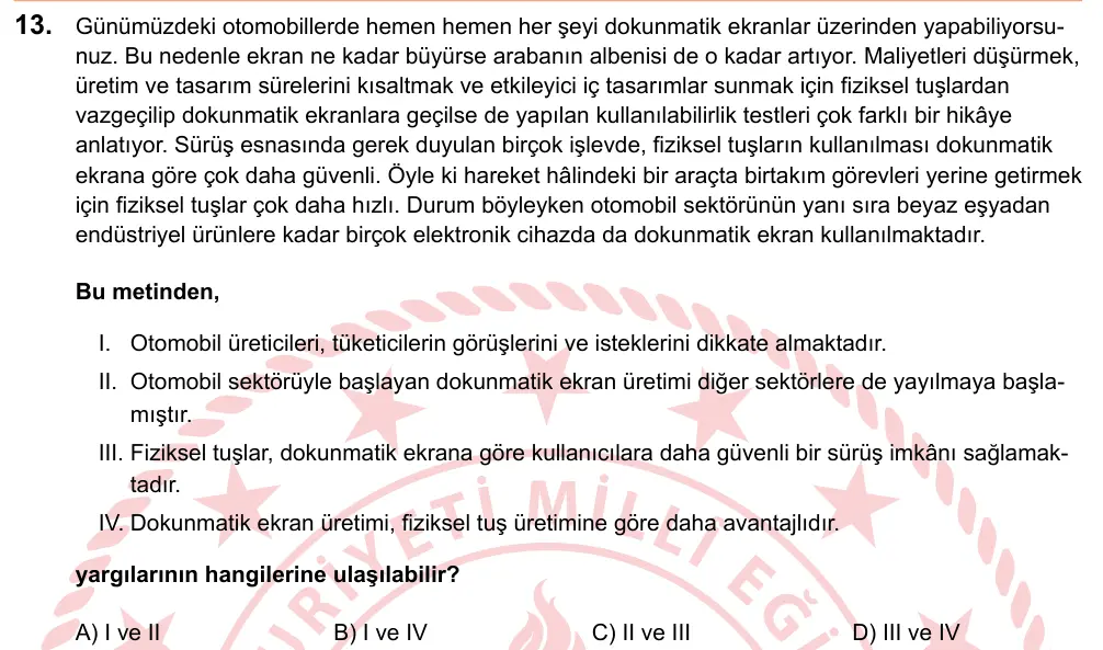 LGS 2025 Sözel Türkçe 13. Soru görseli