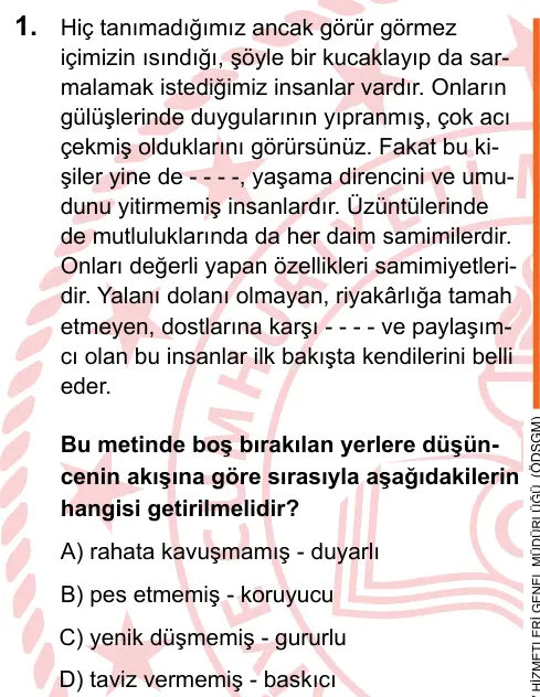 LGS 2025 Sözel Türkçe 1. Soru görseli