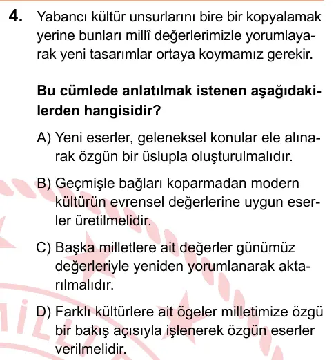 LGS 2025 Sözel Türkçe 4. Soru görseli