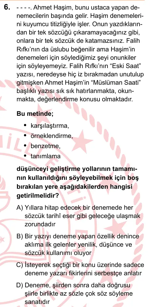 LGS 2025 Sözel Türkçe 6. Soru görseli
