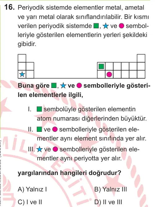 LGS 2026 Sayısal Fen Bilimleri 16. Soru görseli