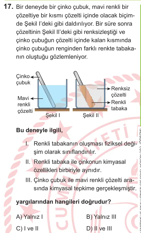 LGS 2026 Sayısal Fen Bilimleri 17. Soru görseli