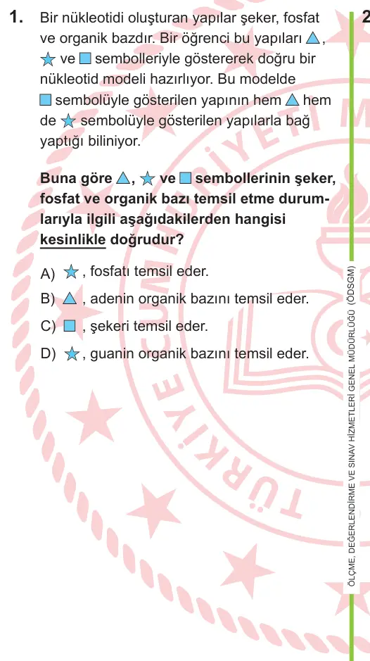 LGS 2026 Sayısal Fen Bilimleri 1. Soru görseli