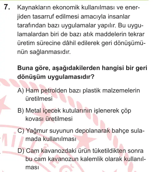 LGS 2026 Sayısal Fen Bilimleri 7. Soru görseli