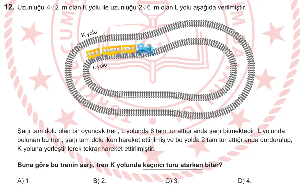 LGS 2026 Sayısal Matematik 12. Soru görseli