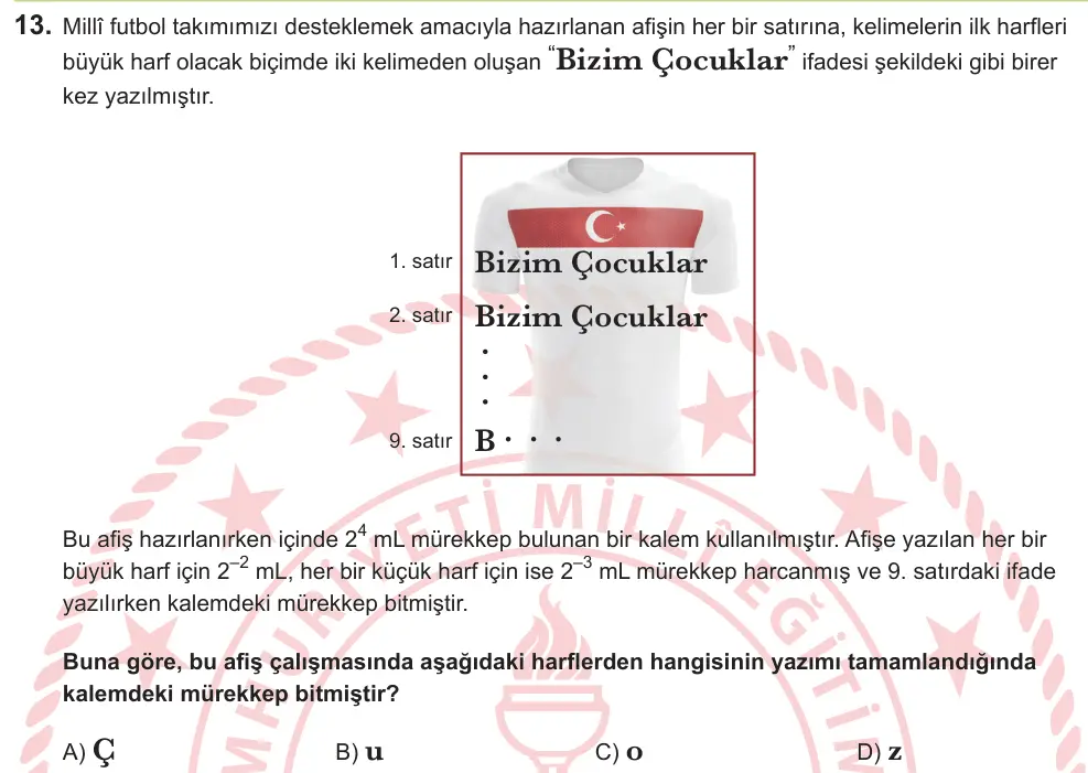 LGS 2026 Sayısal Matematik 13. Soru görseli