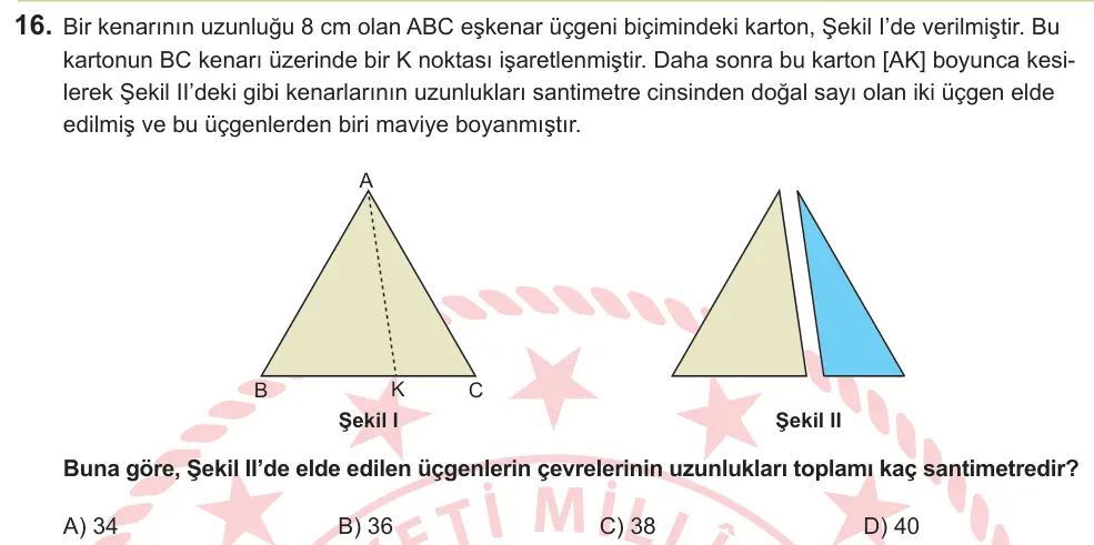 LGS 2026 Sayısal Matematik 16. Soru görseli