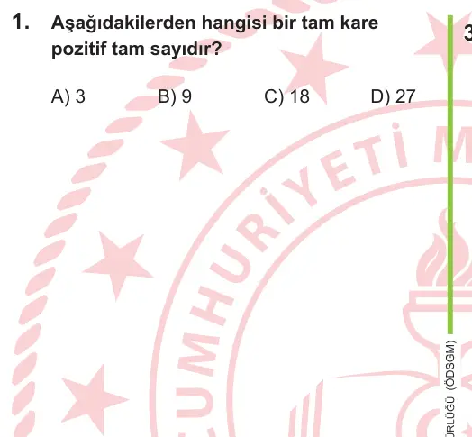 LGS 2026 Sayısal Matematik 1. Soru görseli