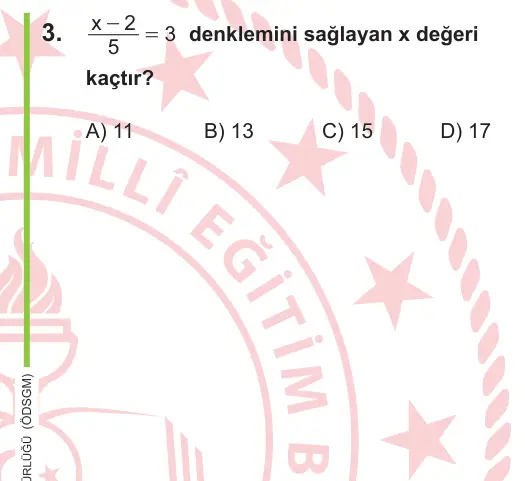 LGS 2026 Sayısal Matematik 3. Soru görseli