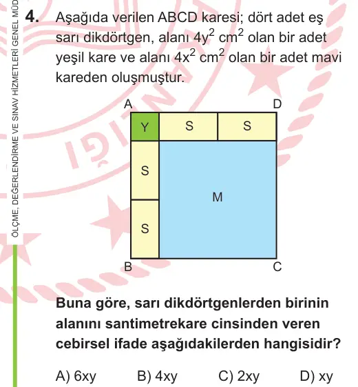 LGS 2026 Sayısal Matematik 4. Soru görseli