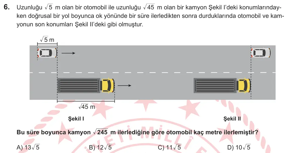 LGS 2026 Sayısal Matematik 6. Soru görseli
