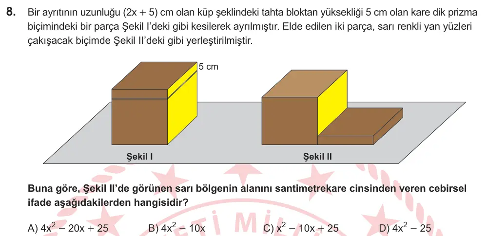 LGS 2026 Sayısal Matematik 8. Soru görseli