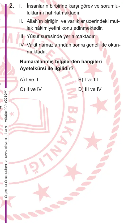 LGS 2026 Sözel Din Kültürü ve Ahlak Bilgisi 2. Soru görseli