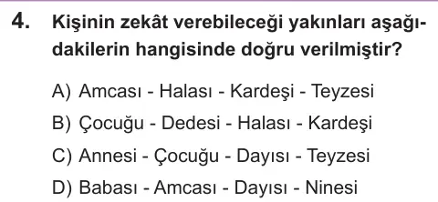 LGS 2026 Sözel Din Kültürü ve Ahlak Bilgisi 4. Soru görseli