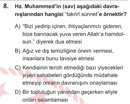 LGS 2026 Sözel Din Kültürü ve Ahlak Bilgisi 8. Soru görseli