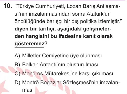 LGS 2026 Sözel T.C. İnkılap Tarihi ve Atatürkçülük 10. Soru görseli