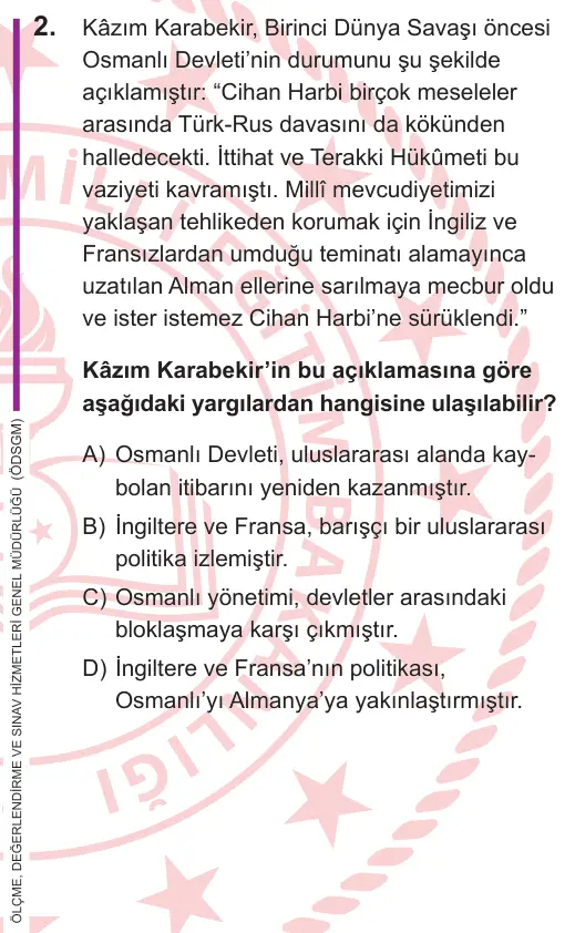 LGS 2026 Sözel T.C. İnkılap Tarihi ve Atatürkçülük 2. Soru görseli