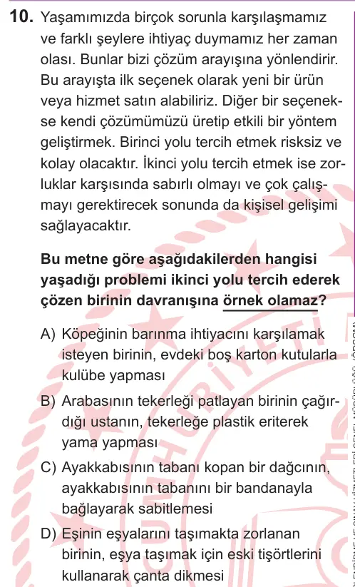 LGS 2026 Sözel Türkçe 10. Soru görseli