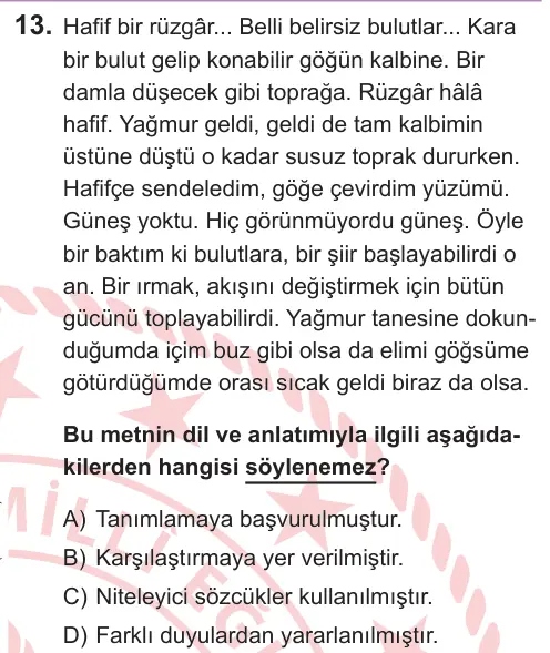 LGS 2026 Sözel Türkçe 13. Soru görseli