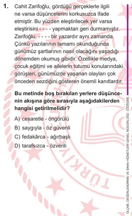 LGS 2026 Sözel Türkçe 1. Soru görseli