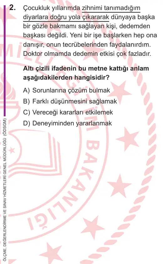 LGS 2026 Sözel Türkçe 2. Soru görseli