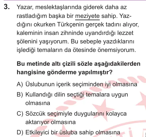 LGS 2026 Sözel Türkçe 3. Soru görseli