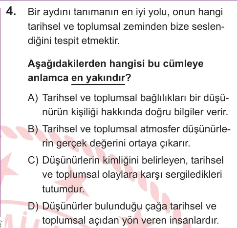 LGS 2026 Sözel Türkçe 4. Soru görseli