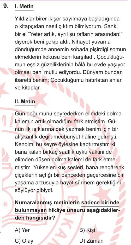 LGS 2026 Sözel Türkçe 9. Soru görseli