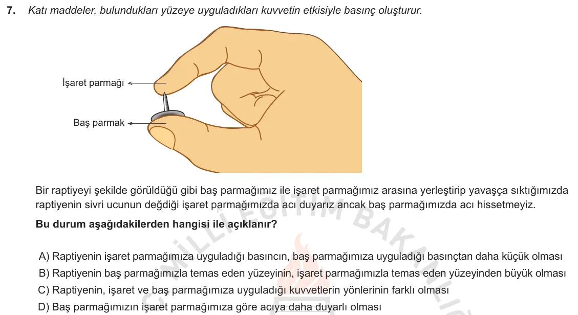 LGS Örnek Soruları Aralık 2018 Sayısal Fen Bilimleri 7. Soru görseli