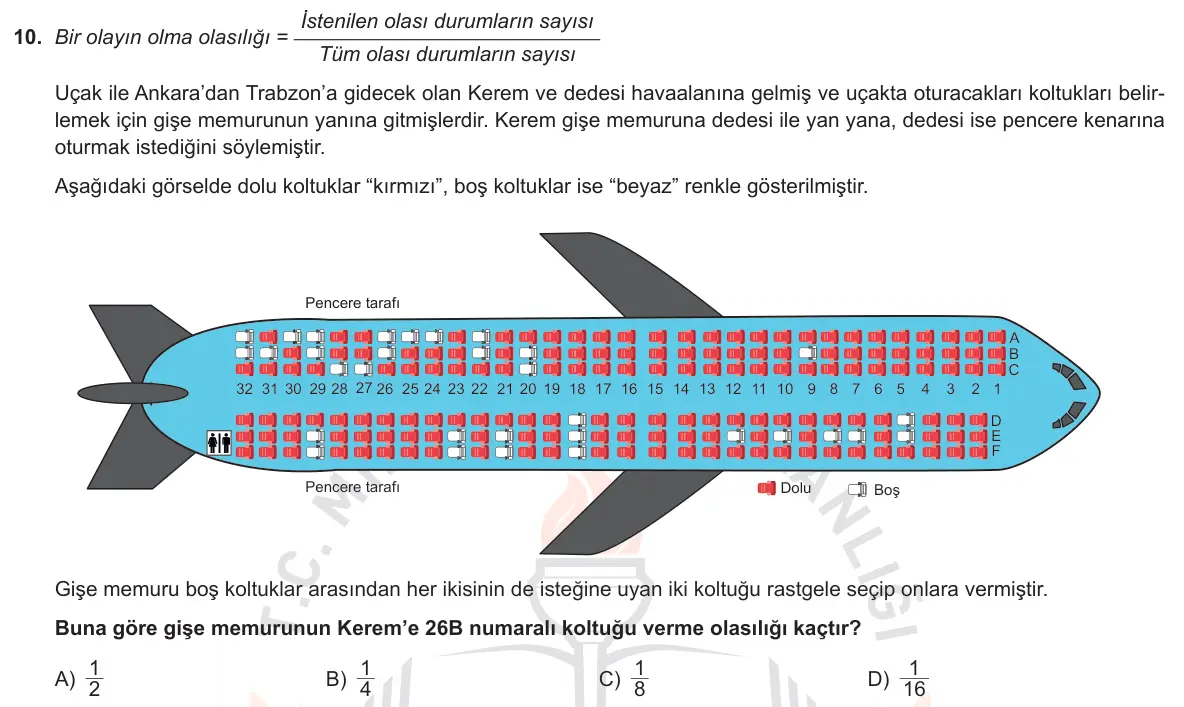 LGS Örnek Soruları Aralık 2018 Sayısal Matematik 10. Soru görseli