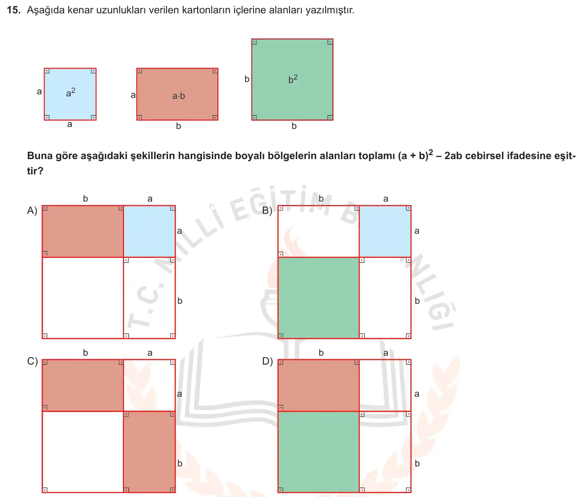 LGS Örnek Soruları Aralık 2018 Sayısal Matematik 15. Soru görseli