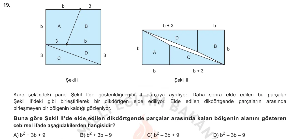 LGS Örnek Soruları Aralık 2018 Sayısal Matematik 19. Soru görseli