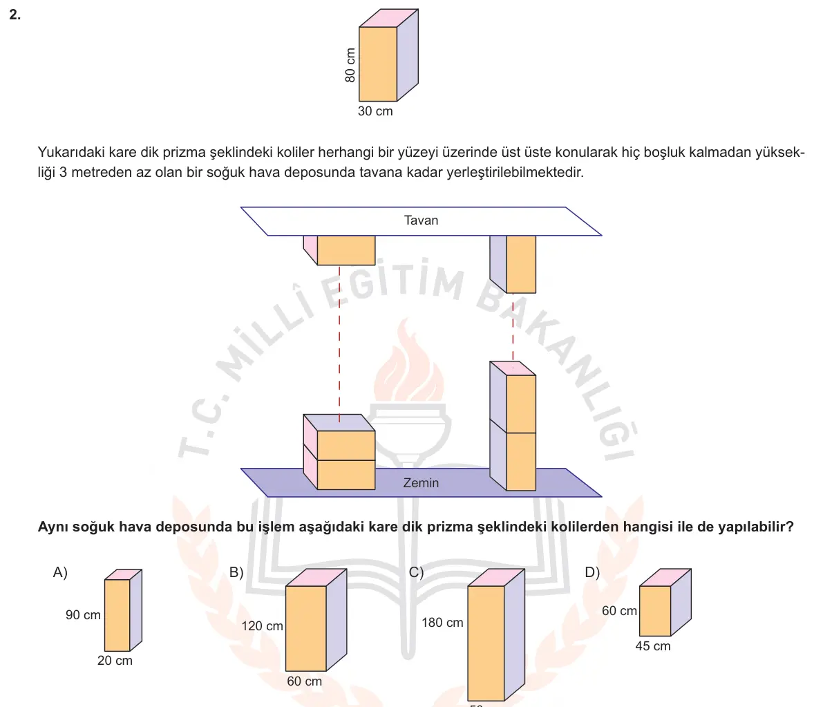 LGS Örnek Soruları Aralık 2018 Sayısal Matematik 2. Soru görseli