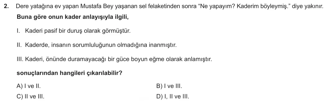 LGS Örnek Soruları Aralık 2018 Sözel Din Kültürü ve Ahlak Bilgisi 2. Soru görseli
