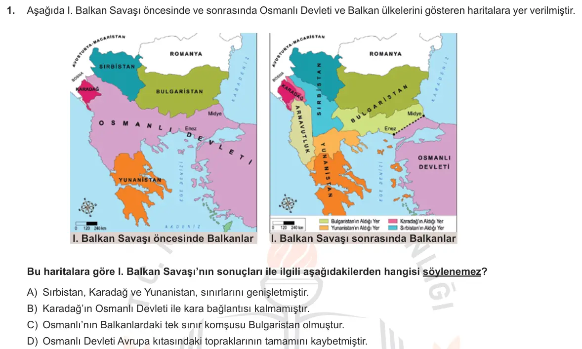 LGS Örnek Soruları Aralık 2018 Sözel T.C. İnkılap Tarihi ve Atatürkçülük 1. Soru görseli