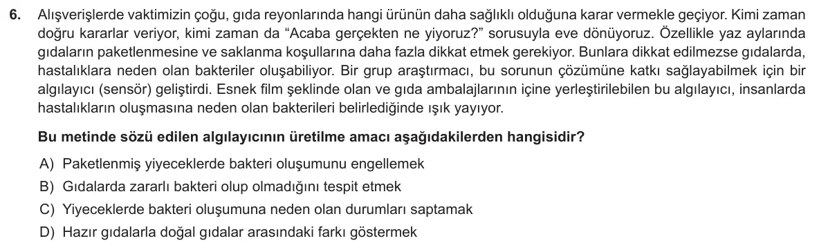 LGS Örnek Soruları Aralık 2018 Sözel Türkçe 6. Soru görseli