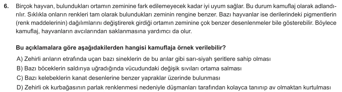 LGS Örnek Soruları Ekim 2018 Sayısal Fen Bilimleri 6. Soru görseli